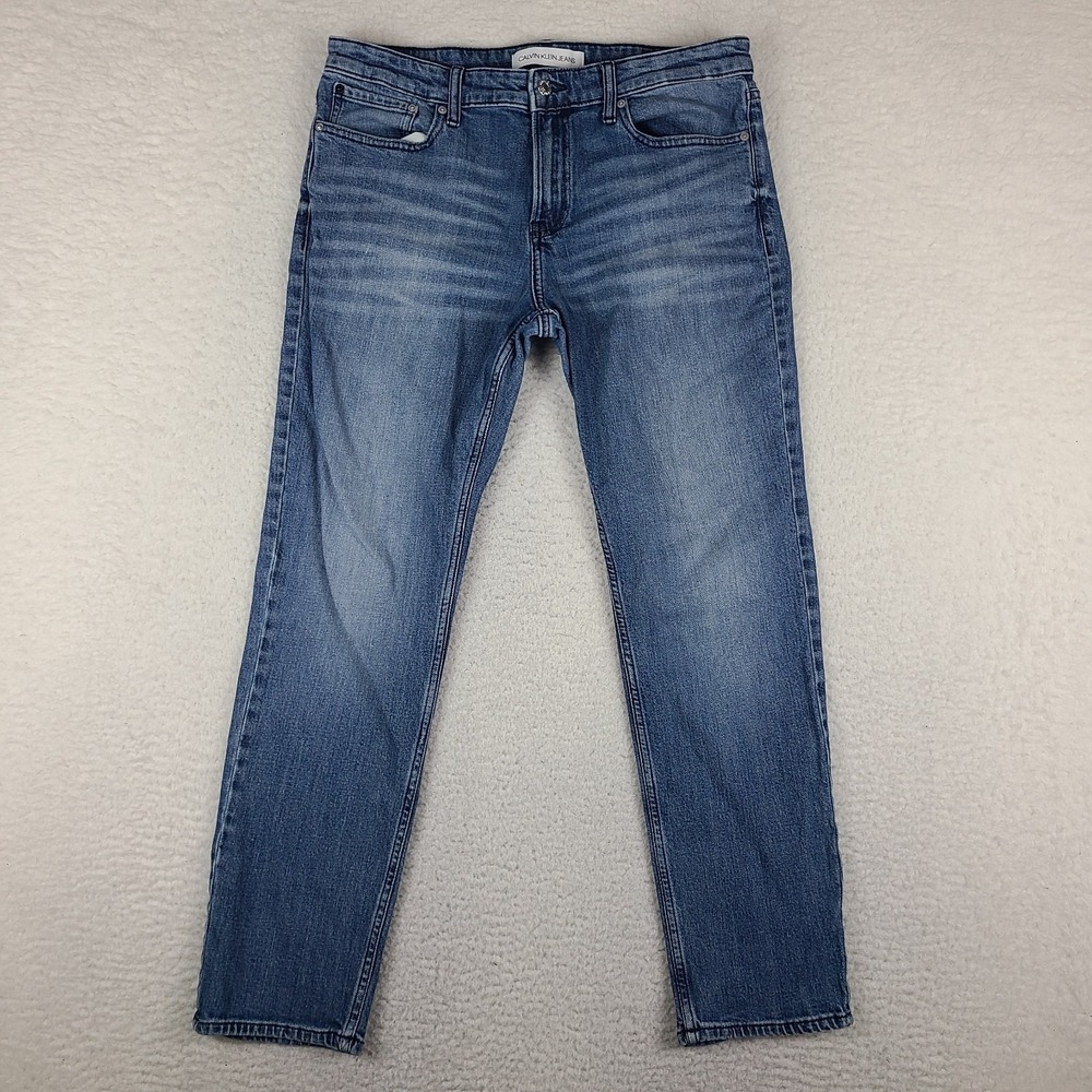 Calvin Klein Jeans Mens 33x30‎ Blue Slim Fit Medium Wash Denim